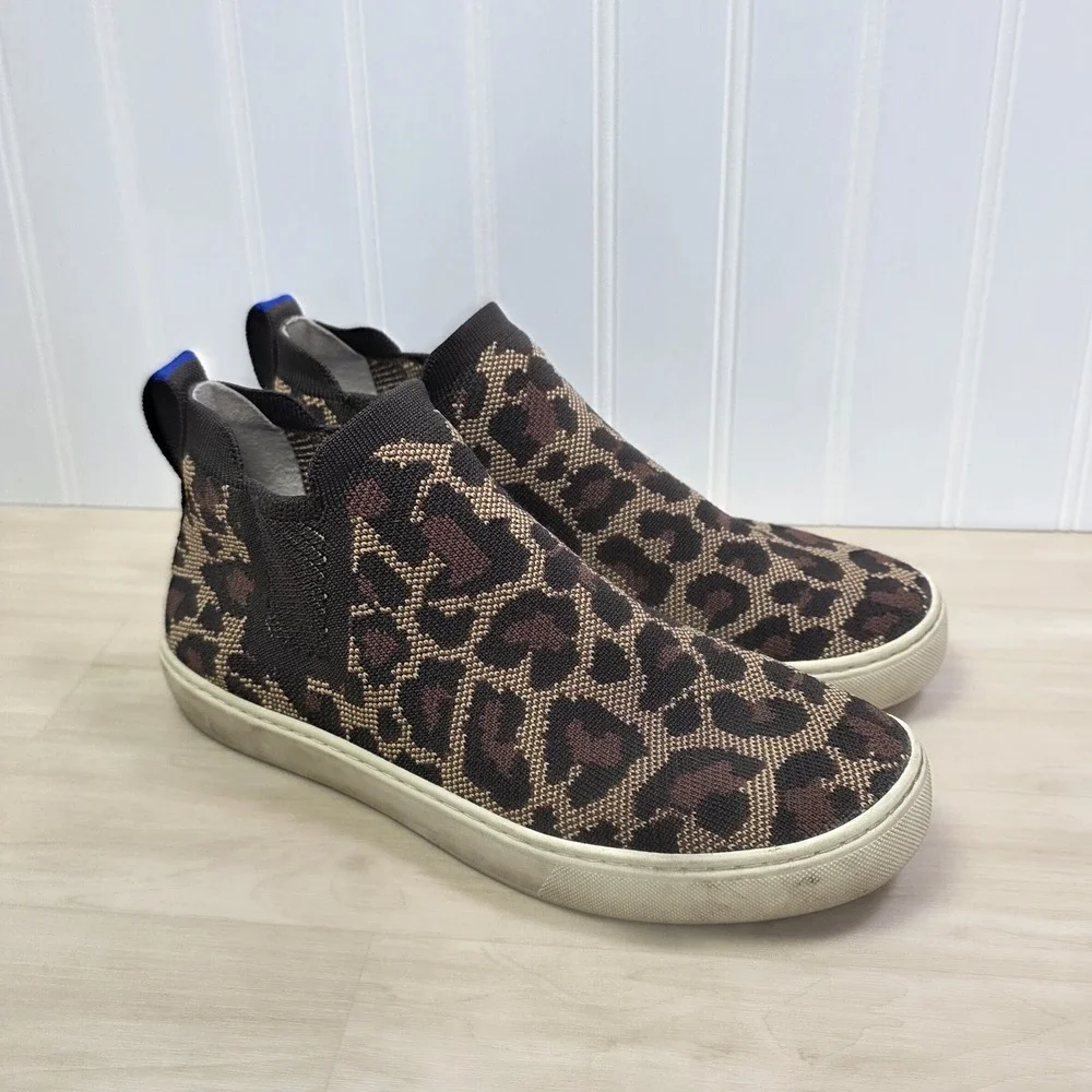 Rothy's The Chelsea Boots Wildcat Knit Leopard Print Brown Cheetah‎ Size 9